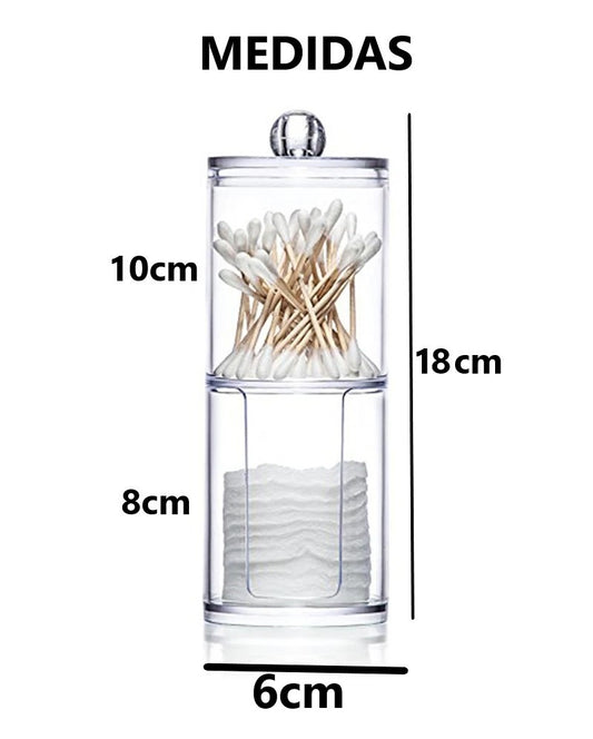 Organizador Acrílico de 18x6cm hisopo y algodón