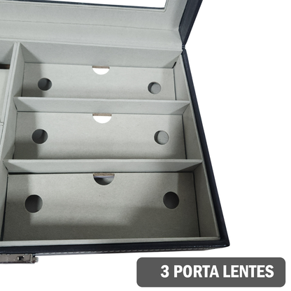 Organizador De 6 Relojes y 3 lentes Portareloj Estuche Elegante Unisex