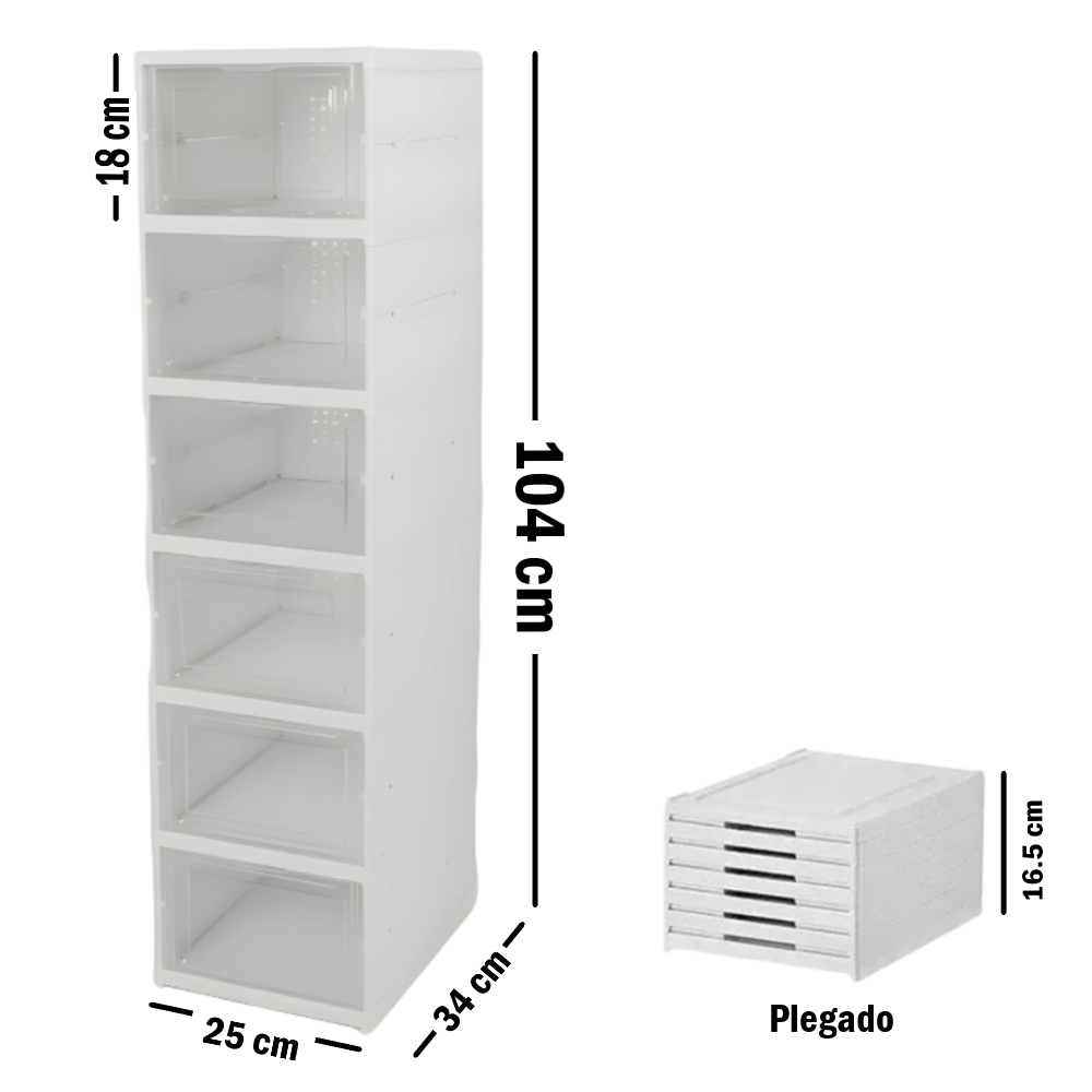 Organizador Zapatera de Acrílico Plegable con puertas - 6 Niveles