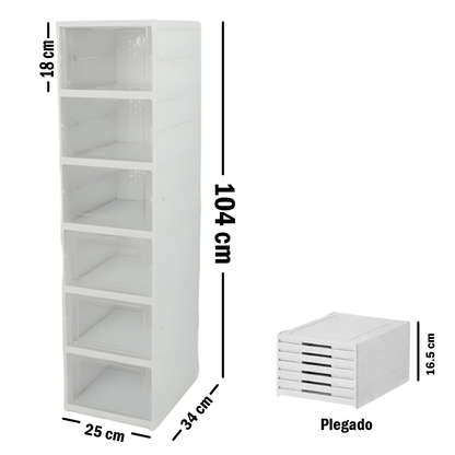 Organizador Zapatera de Acrílico Plegable con puertas - 6 Niveles
