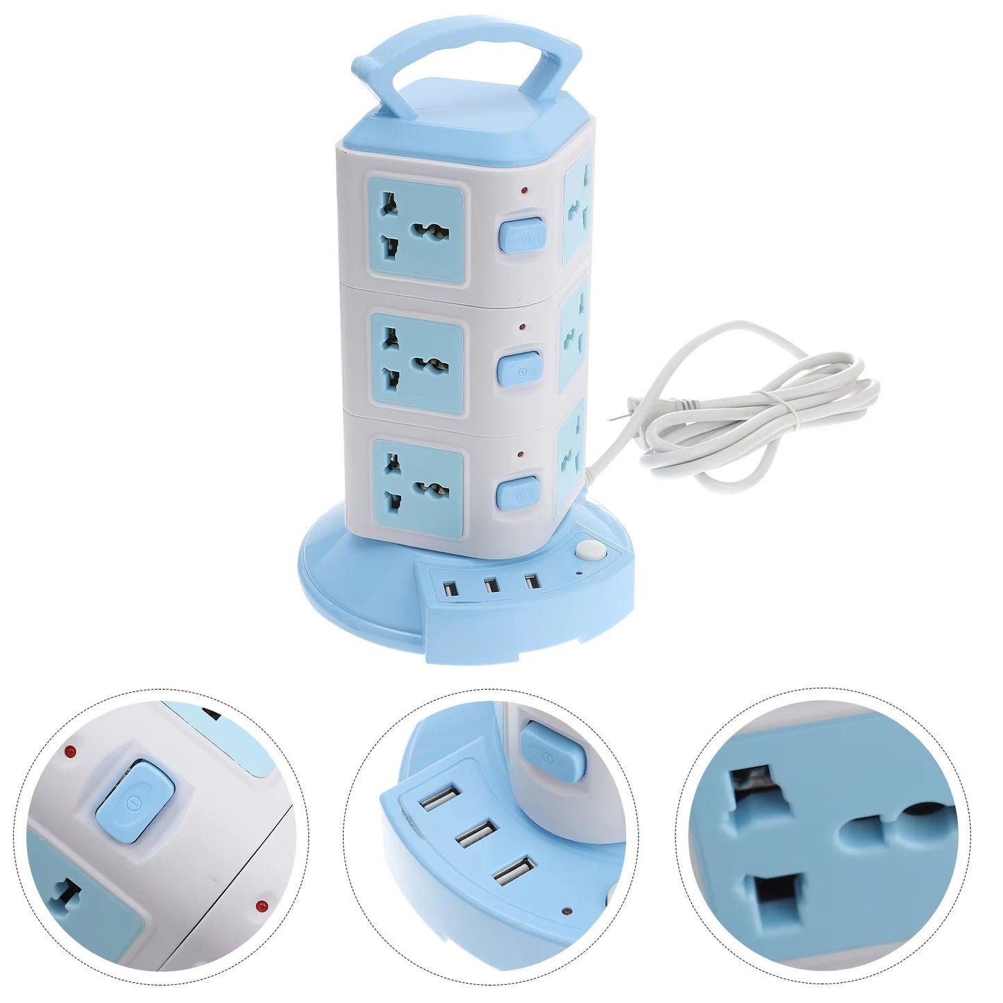 Torre Multifuncional 12 Conexiones extension con 3 Puertos USB