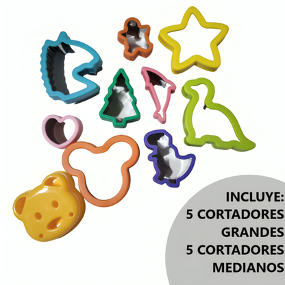 Set de cortadores moldes adornos tenedores para sandwich x 32 piezas