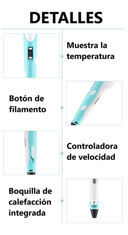 Lápiz lapicero 3D portátil impresión manual - Morado