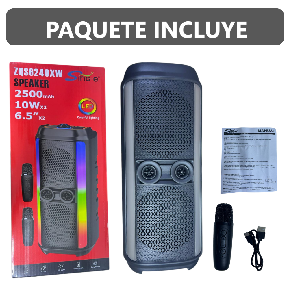 Parlante Karaoke Sing-e ZQS6240XW con Micrófono y Luces LED