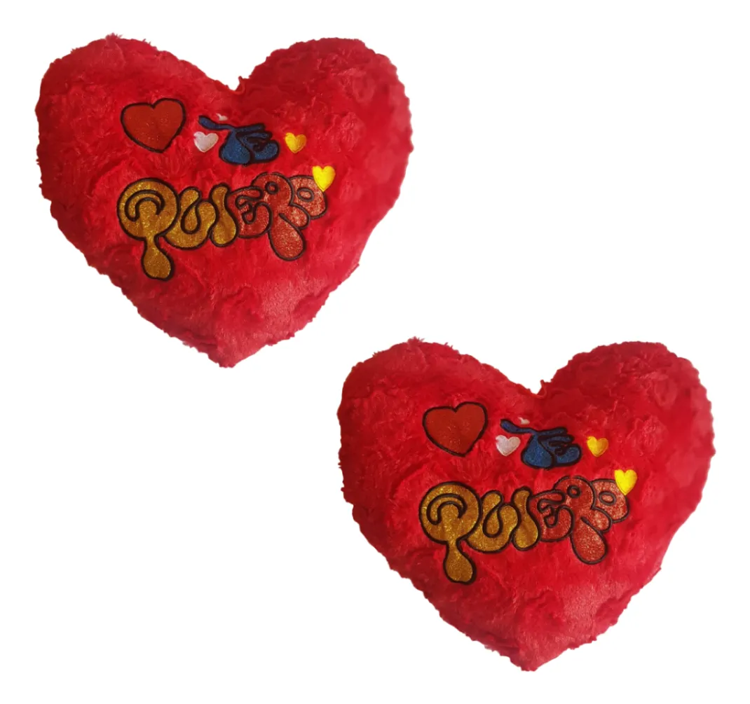 Pack X2 Cojines De Corazón Con Frases De Amor