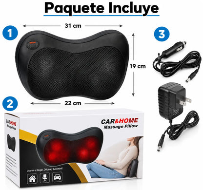 Almohada Masajeador Cervical Shiatsu Corporal Termoterapia Relajante - Negro