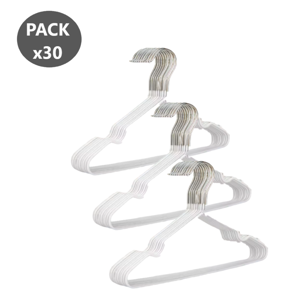 30 Ganchos de Metal Colgadores Para Ropa - Blanco