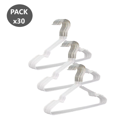 30 Ganchos de Metal Colgadores Para Ropa - Blanco