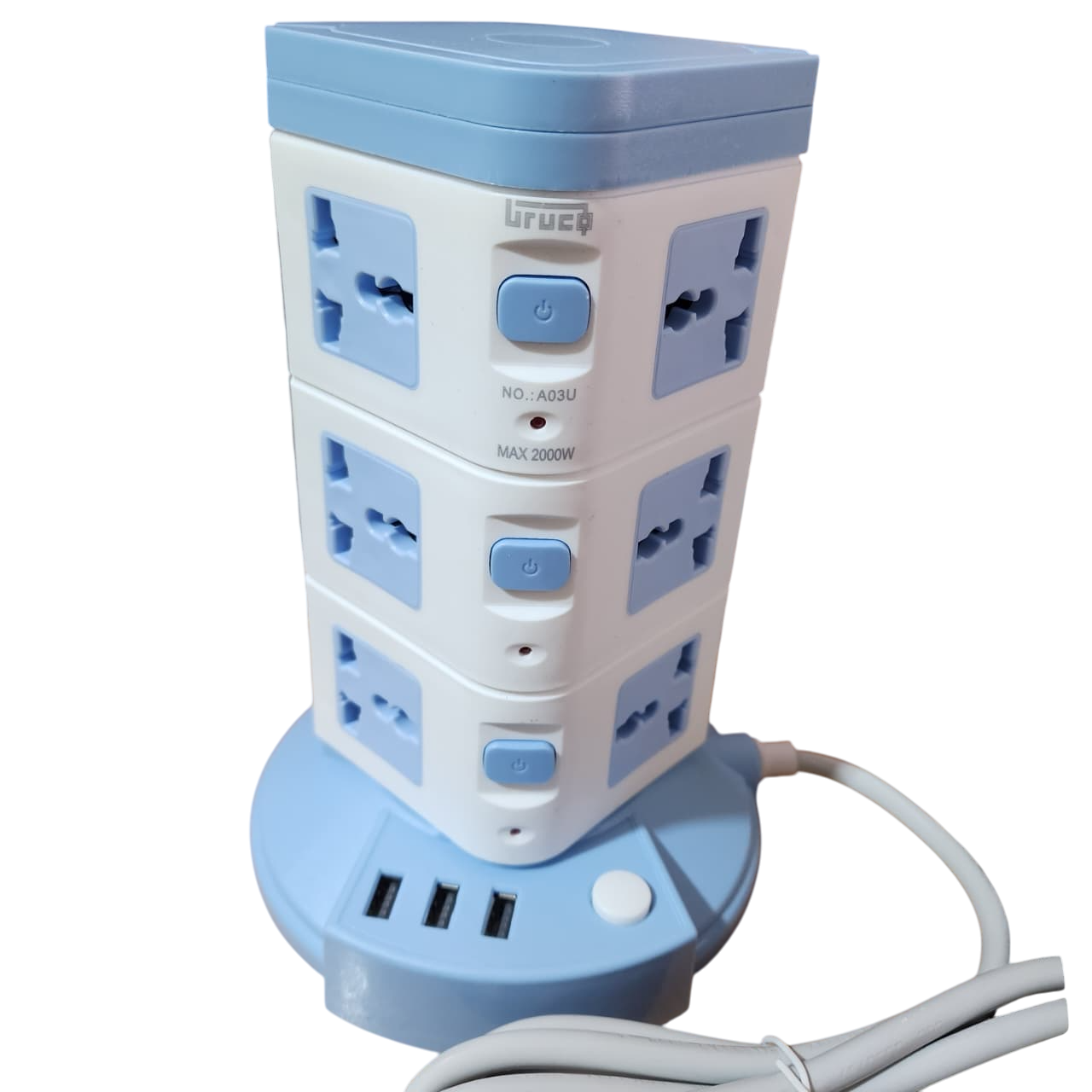 Torre Multifuncional 12 Conexiones extension con 3 Puertos USB