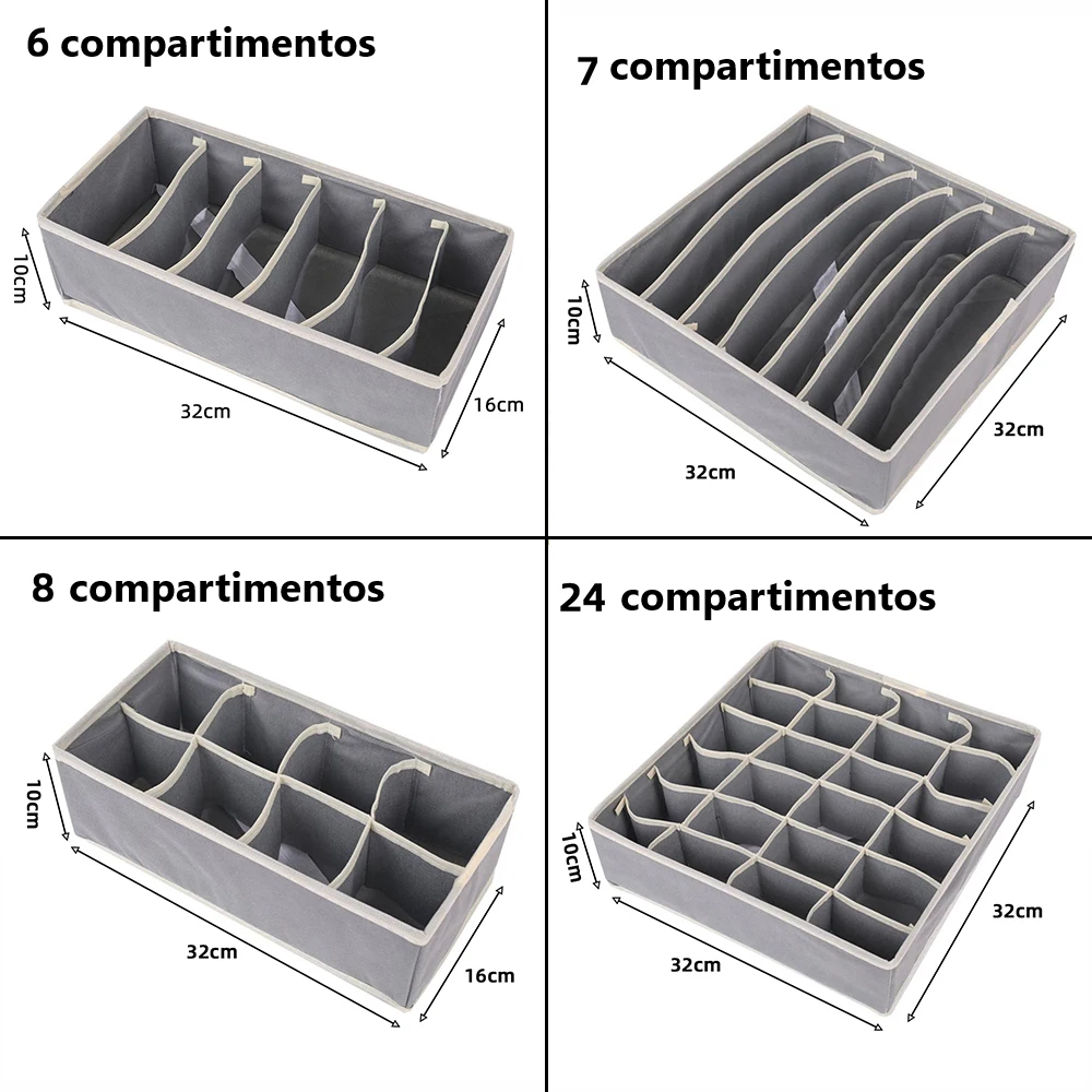 Pack x4 Organizadores Cajas para ropa interior armable - diversos tamaños