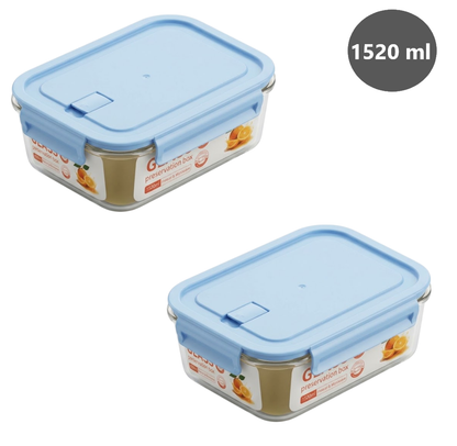 KIT 2 TAPER DE VIDRIO RESISTENTE 1520ml - CELESTE