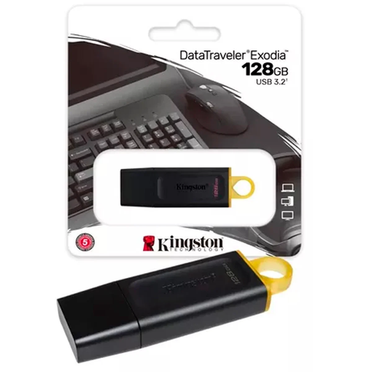 MEMORIA USB 128GB KINGSTON NEGRO CON AMARILLO
