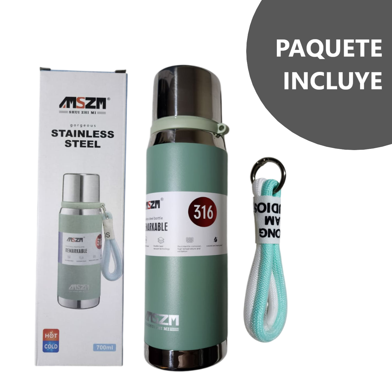 Botella Termo de 700 ml  Acero Inoxidable 316 con tapa