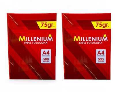 2 Papel Bond A4 75gr Paquete 500 hojas Útiles De Oficina - Millenium