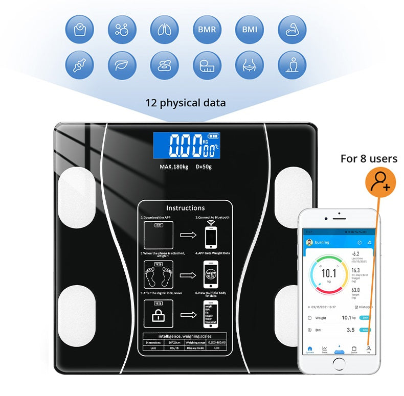 Balanza Báscula de Peso Corporal hasta 180 kg - Negro