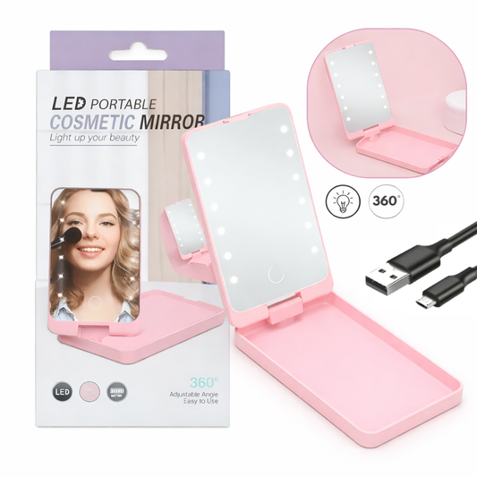 Estuche Pequeño de Maquillaje con Espejo con Luz LED 360º