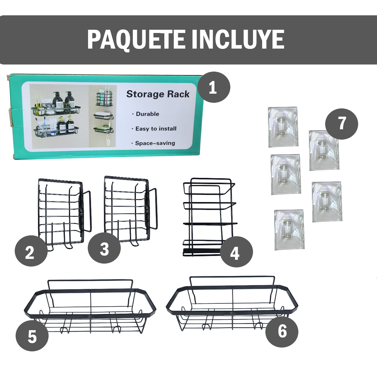 Kit 5 Organizadores para baño tipo rejilla