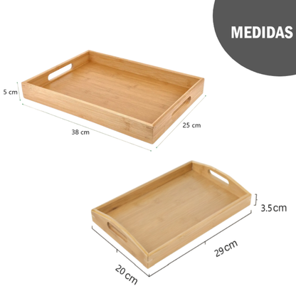 Bandeja de bambú para servir para cocina sala de estar dormitorio