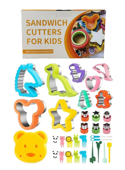 Set de cortadores moldes adornos tenedores para sandwich x 32 piezas