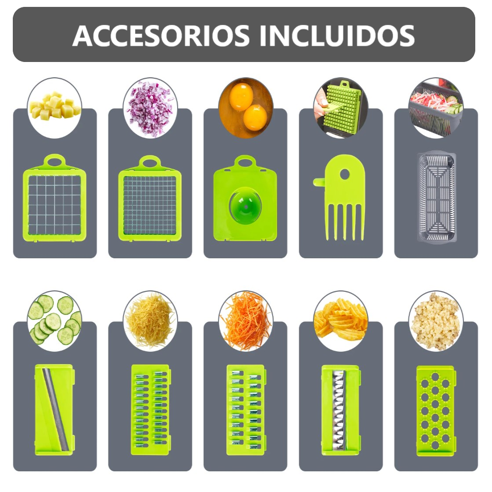 Picador Cortador De Frutas Verduras Manual de Cocina - 12 en 1