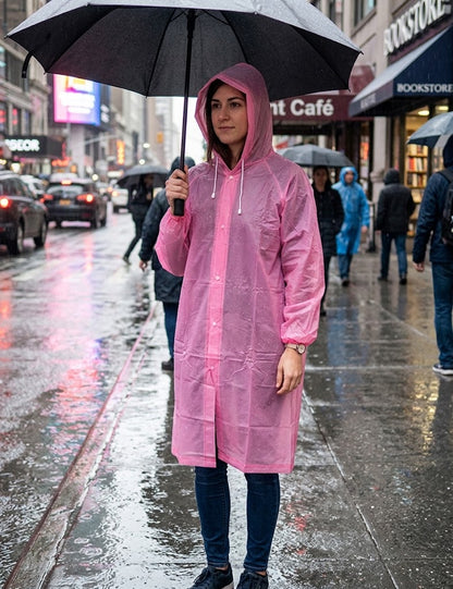 Poncho Ligero Impermeable con capucha y botones Adulto Unisex
