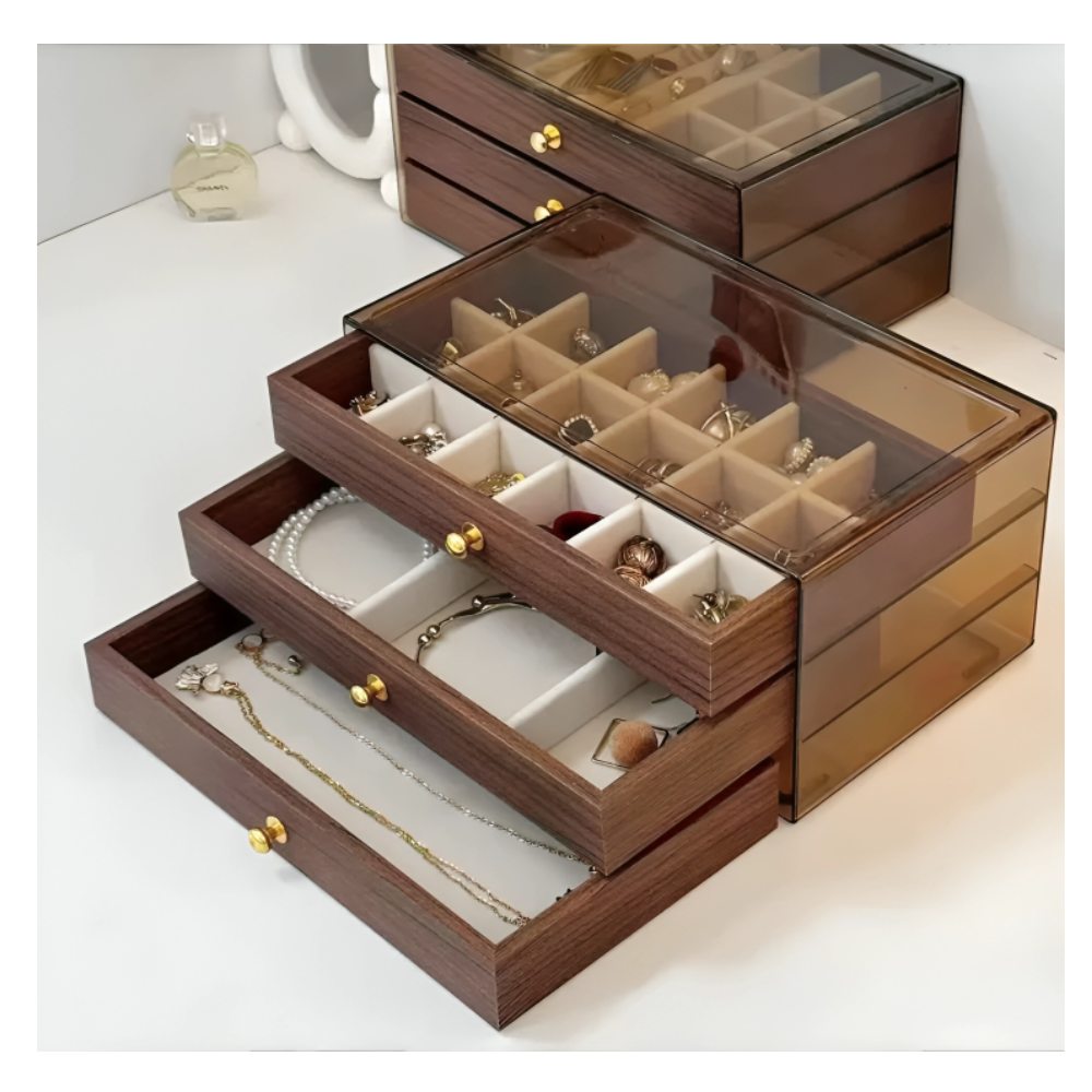 Joyero Organizador de joyas con 3 cajones y divisores