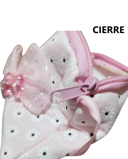 10 MINI BOLSO CON CIERRE ROSADO cartera