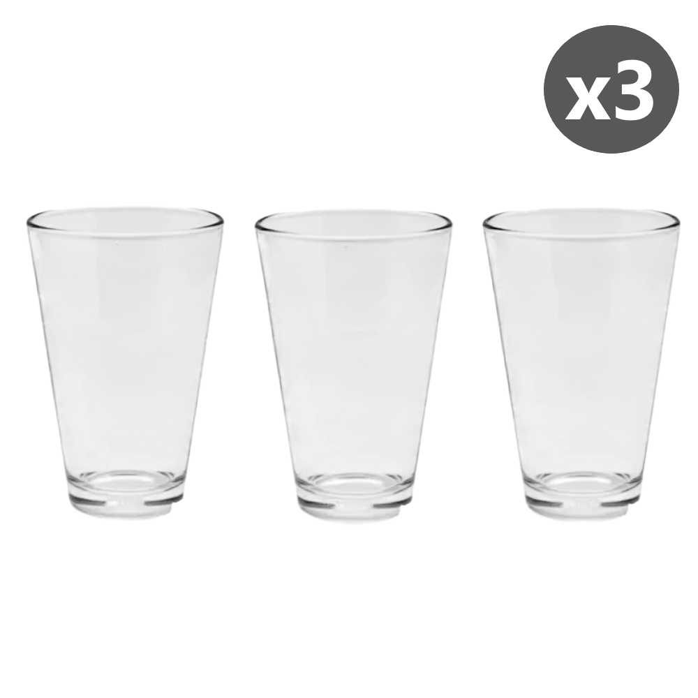 Set x3 vasos de vidrio largo de 480 ml