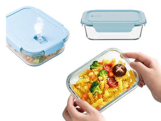 KIT 2 TAPER DE VIDRIO RESISTENTE 1500ml - CELESTE