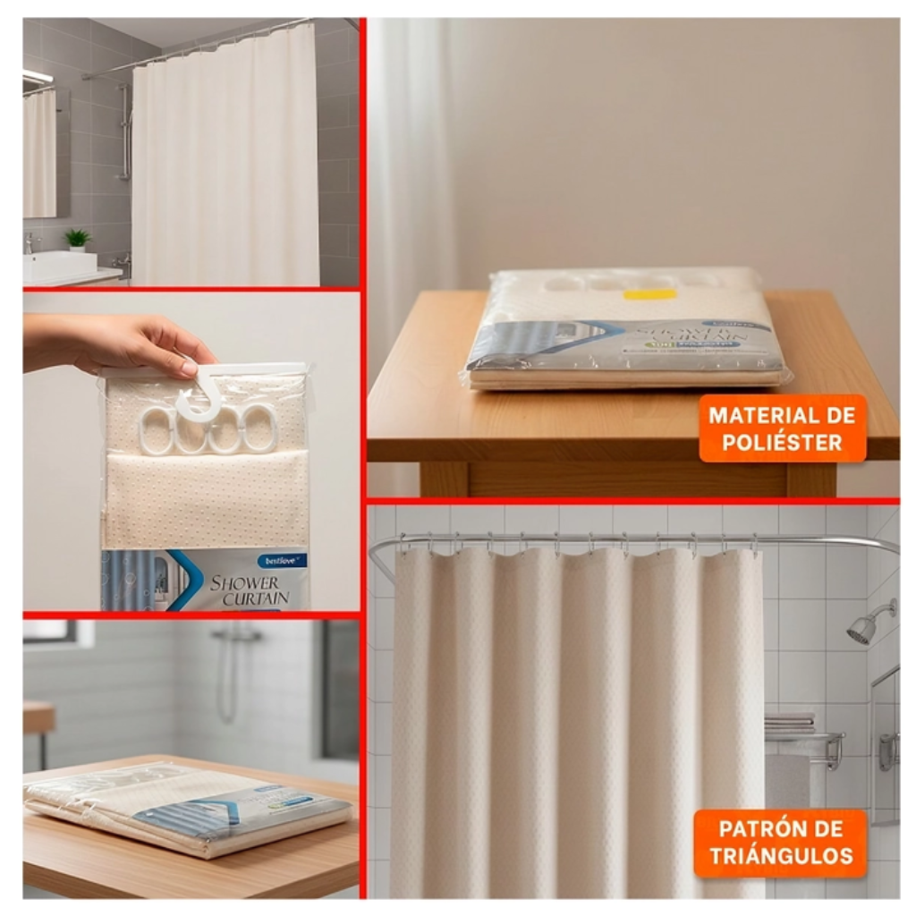 Cortina de baño para ducha 180x180cm