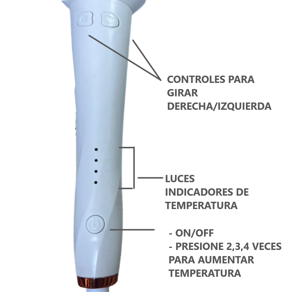 Rizador Giratorio de cabello para mujer portátil DE 60W - Blanco