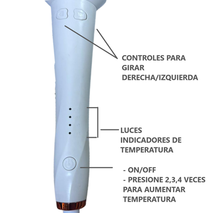 Rizador Giratorio de cabello para mujer portátil DE 60W - Blanco