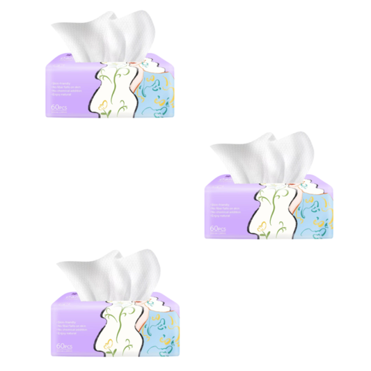 3 Paquetes con 60 pañuelos de algodón tissues Desechables