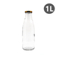 Botella de vidrio de 1L con tapa de metal