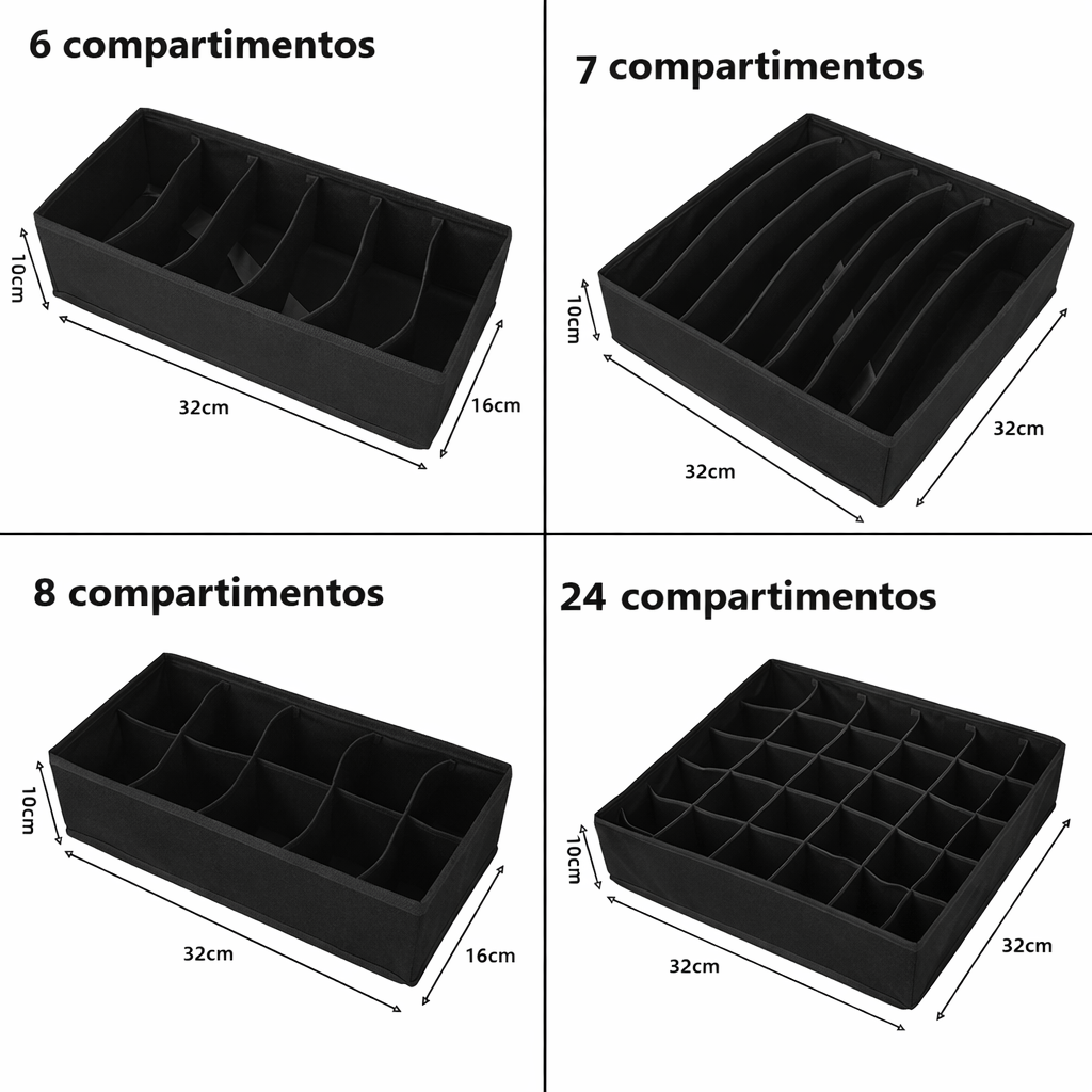 Pack x4 Organizadores Cajas para ropa interior armable - diversos tamaños