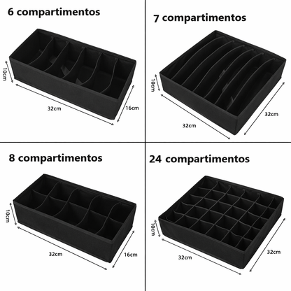 Pack x4 Organizadores Cajas para ropa interior armable - diversos tamaños