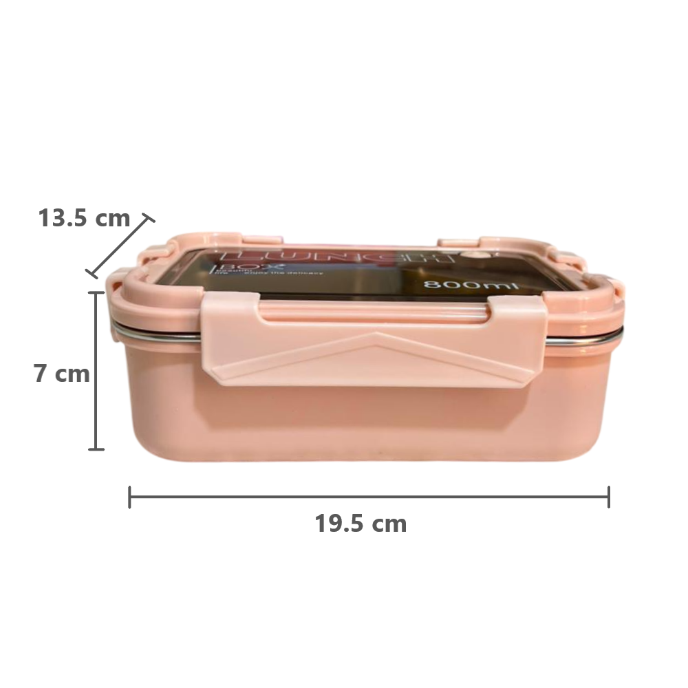 Taper Bento Acero Inoxidable 2 Divisiones 800 ml - Rosado