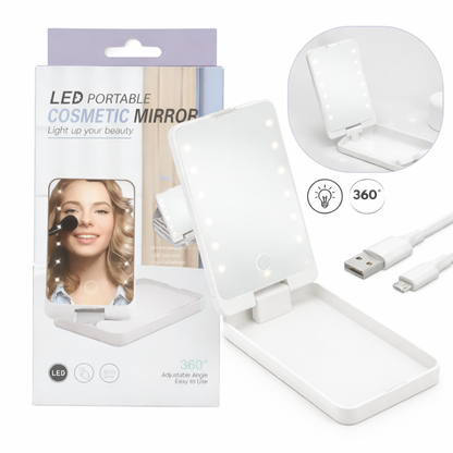 Estuche Pequeño de Maquillaje con Espejo con Luz LED 360º