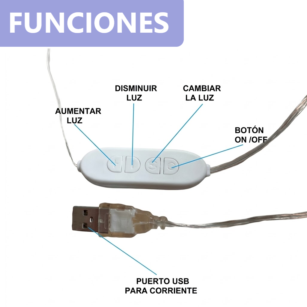 Kit Luces Led 10 Focos con entrada USB Para Espejo Tocador de Maquillaje