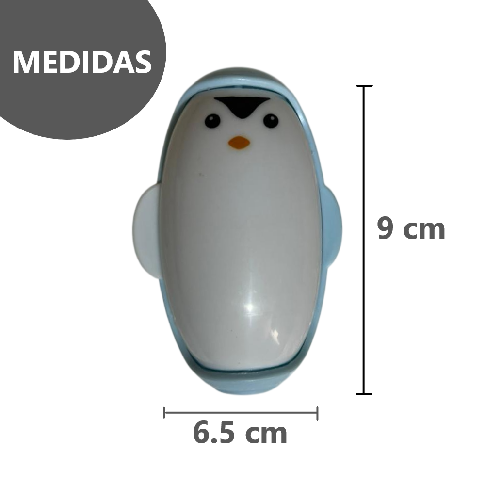 Quita pelusas de pingüino tipo rodillo lavable reutilizable con fuerte adhesivo - Celeste