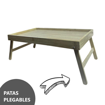 Bandeja Mesa de Cama de bambú para servir sala de estar dormitorio - 50x30cm