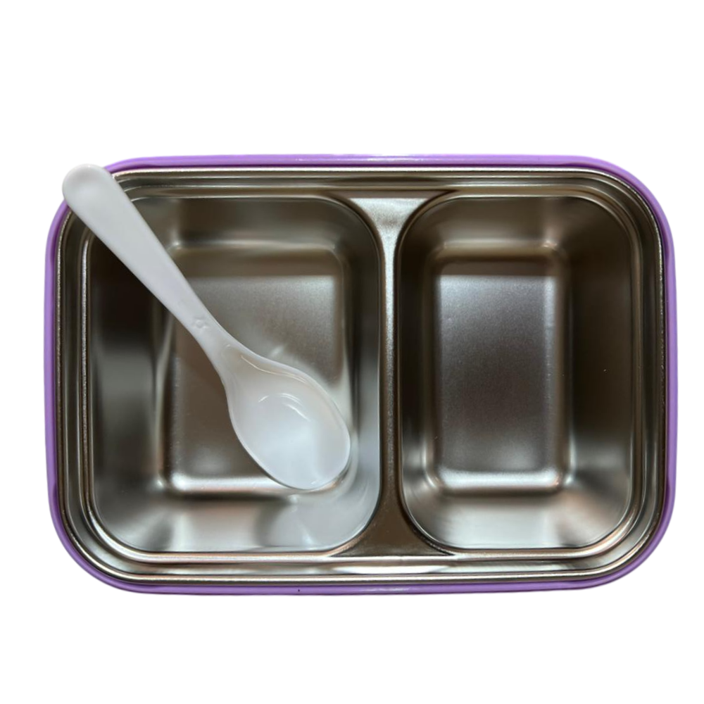 Taper Bento Acero Inoxidable 2 Divisiones 700 ml - Morado Verde