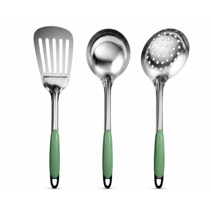 Kit de Utensilios de Cocina 3 Piezas Hecho de Acero y Mango de Plástico