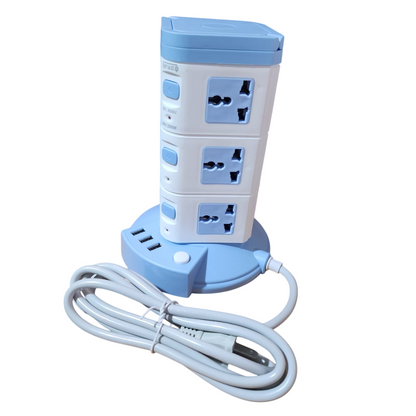 Torre Multifuncional 12 Conexiones extension con 3 Puertos USB