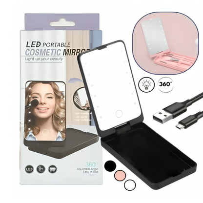 Estuche Pequeño de Maquillaje con Espejo con Luz LED 360º