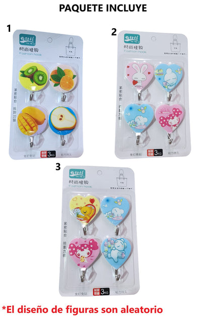 3 paquetes de Ganchos perchas con pegamento - diseño aleatorio