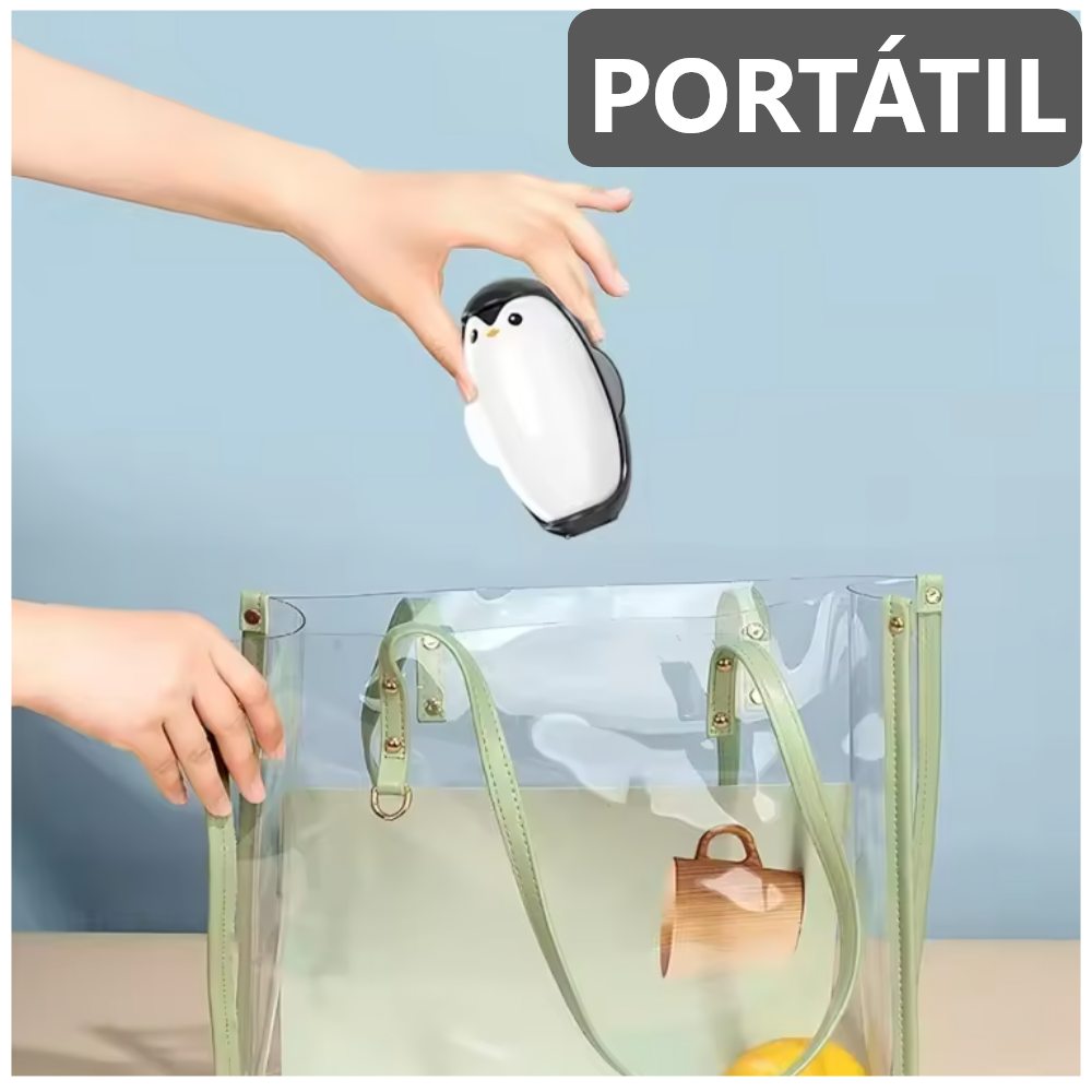 Quita pelusas de pingüino tipo rodillo lavable reutilizable con fuerte adhesivo - Negro