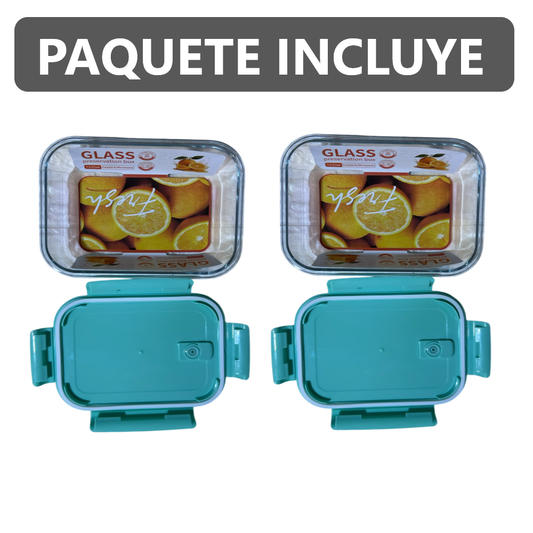 KIT 2 TAPER DE VIDRIO RESISTENTE 1520ml - VERDE JADE