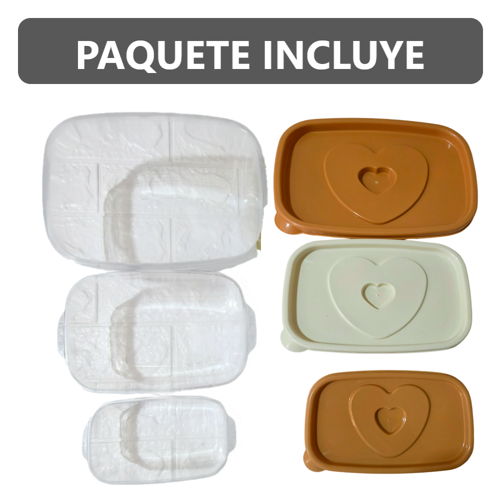 Pack x3 Tapers de plástico d distintos tamaños