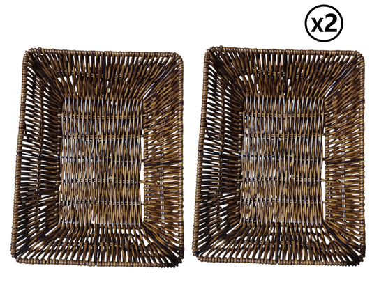 Pack 2 Paneras rectangular de Plástico tipo mimbre